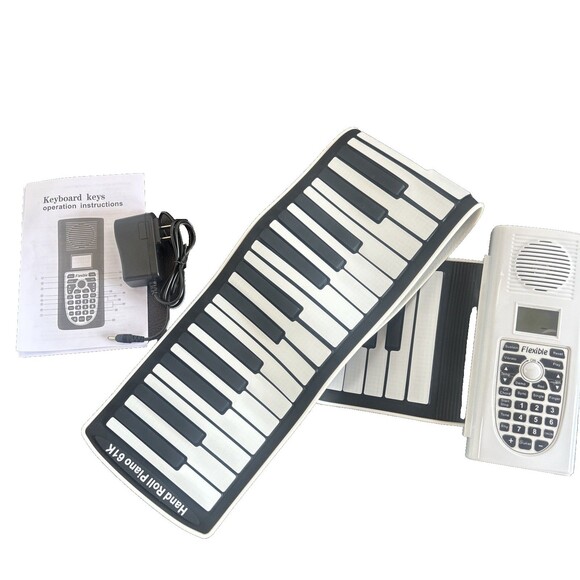 61 Keys Roll Up Soft Silicone Electronic Piano Keyboard Built-in Speaker - Picture 2 of 7